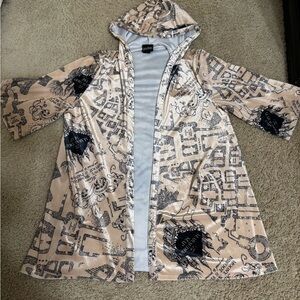 Harry Potter Marauder's Map Velvet Hooded Kimono by Hot Topic. Size large.